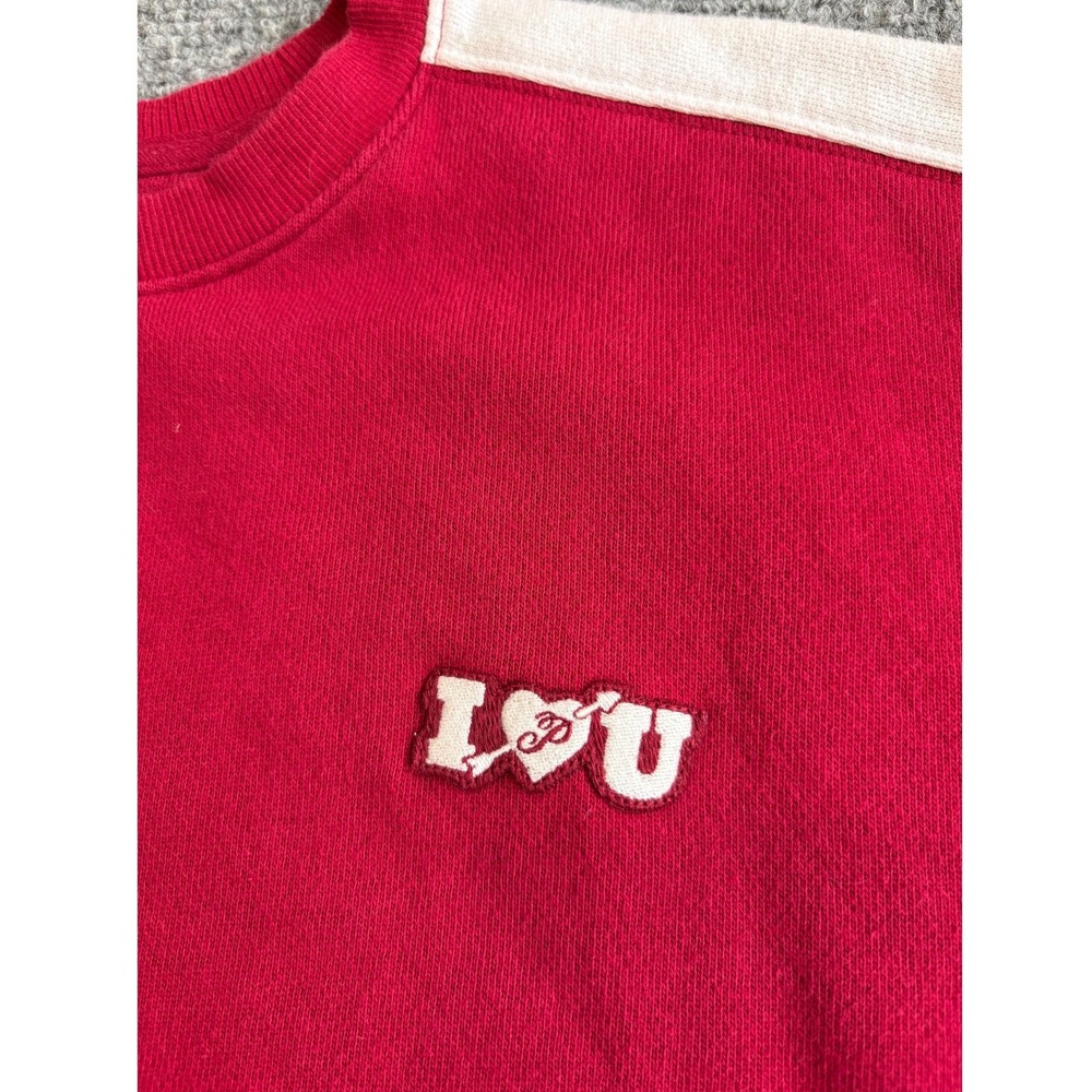 Victoria's Secret PINK Red Sweatshirt White Stripe Heart Patch Small - Picture 5 of 15